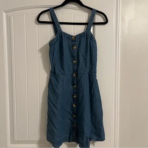 Chambray Button Down Sleeveless Dress